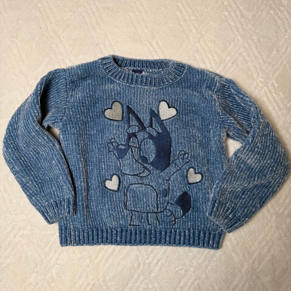 Preppy Cartoon Bluey Girls 5T Chenille Sweater Garanimals Pleated Skort Set - Picture 2 of 10
